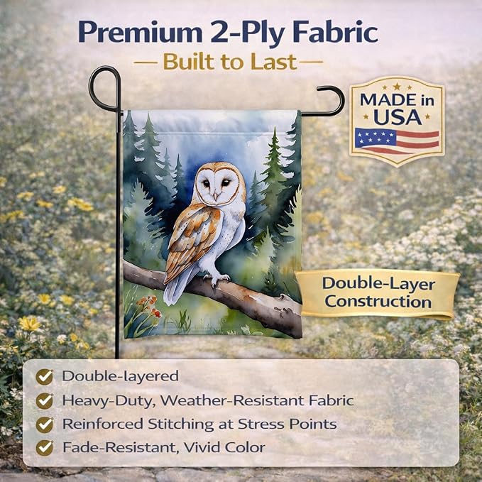 Caroline's Treasures Barn Owl Garden Flag Mailbox Flag Decorative Yard Flag Banner Outside Patio Artwork Yard Flower Beds, Garden Size, Multicolor