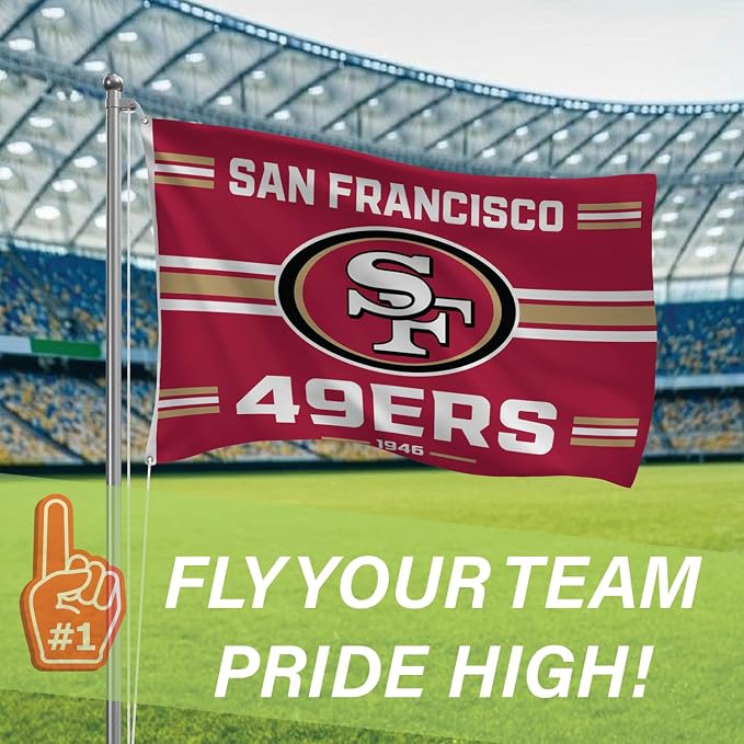NFL San Francisco 49ers Vintage Flag | 3 x 5 Estate Flag with Grommets | Heavy Duty Banner for Outdoor Garden Patio Decoration | Indoor Wall Decor for Room | Works with Flag Poles for Outside House (San Francisco 49ers-Vintage)