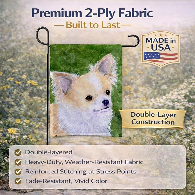 Caroline's Treasures SS8788GF Chihuahua Garden Flag Mailbox Flag Decorative Yard Flag Banner Outside Patio Artwork Yard Flower Beds, Garden Size, Multicolor