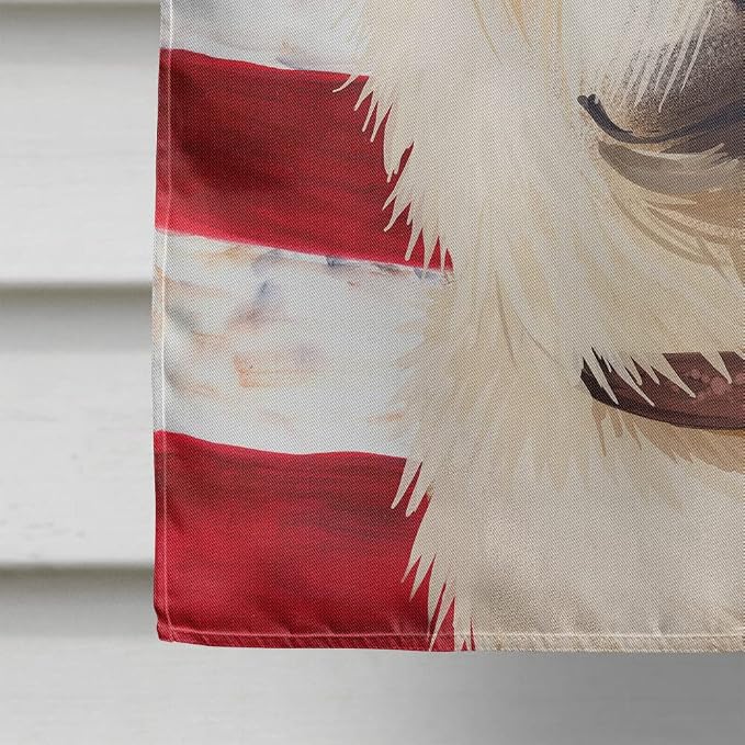 Caroline's Treasures CK6560CHF Hokkaido Dog American Flag House Flag Large Porch Sleeve Pole Decorative Outside Yard Banner Artwork Wall Hanging, Polyester, House Size, Multicolor