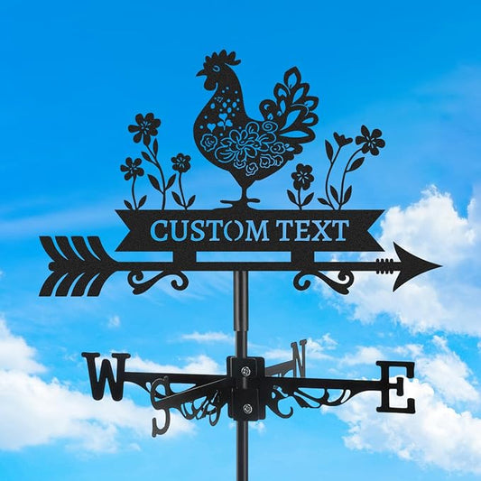 Personalized Metal Weather Vane, Custom Name Weathervane, Chicken Coop Signs, Weather Vanes for Outside, Wind Vanes for Farmhouse Yard Shed Decor, Housewarming Gifts Color04