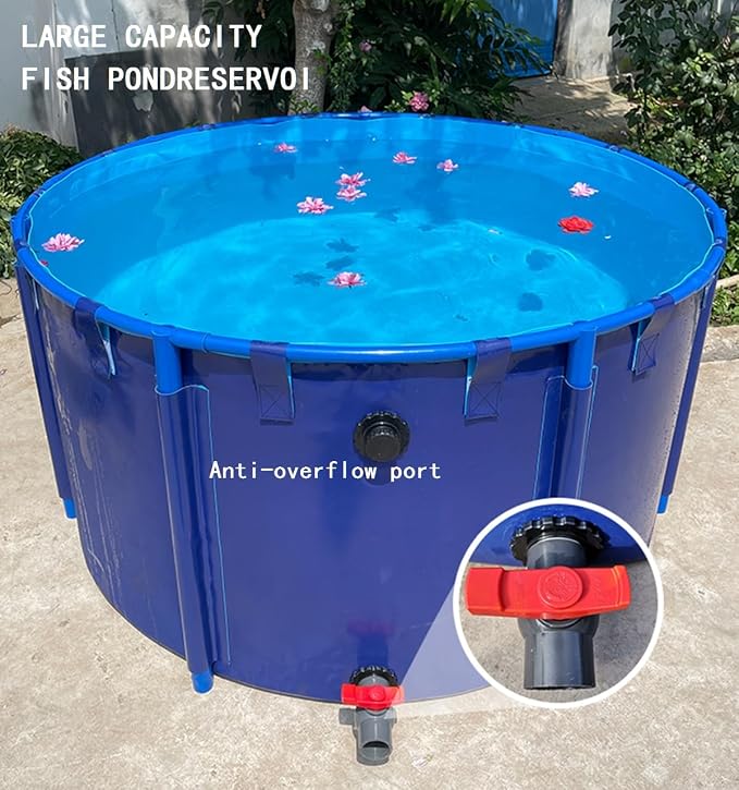 Above Ground Pond, Round Outdoor Fish Pond Pool with Durable Frame | Koi Pond Tank，Koi Fish Pond，PVC Fish Farming,for Store Up Water Irrigation(1350 L)
