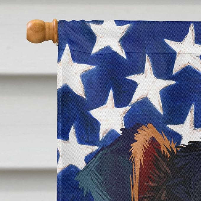 Caroline's Treasures CK6460CHF Brazilian Terrier Dog American Flag House Flag Large Porch Sleeve Pole Decorative Outside Yard Banner Artwork Wall Hanging, Polyester, House Size, Multicolor