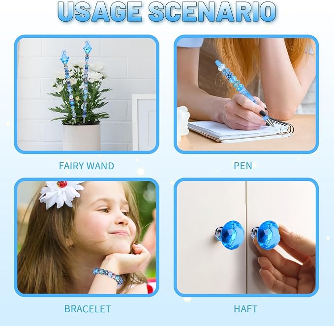 AIPRIDY DIY Crystal Beaded Fairy Wand Garden Stakes Kit, Colorful Decorative Wands with Assembly Guide, 12 or 10 Inch Threaded Rods,Outdoor Garden Decoration Set (158, Lenmon+Hybrid Top)