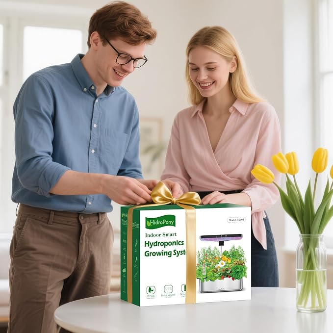Stainless Steel Hydroponics Growing System kit Indoor Garden: 15 Pods Herb Garden with 24W Full Spectrum Grow Light, Hydroponic Gardening System with Silent Pump, Planting Height Up to 19.7" (Sliver)
