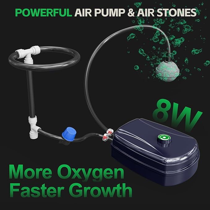 SPECILITE 7 Gallon 2 Buckets DWC Hydroponics Grow System with Wheels | Top Drip Kit, Deep Water Culture Recirculating Drip Garden System, Plant Stand with Air Pump, Air Stone, Air Hose