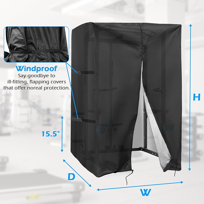 Squat Rack Cover, Waterproof Outdoor Gym Equipment Covers with Zipper for Squat Rack/Weight Lifting Rack/Home Gym Workout Equipment