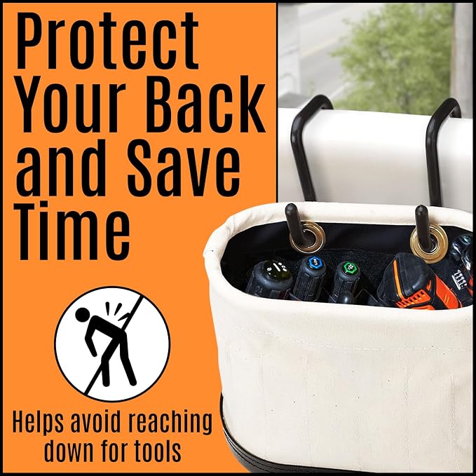 IMPRESA Lineman Bucket Hooks - Utility Bucket Hooks & Tool Apron Support - Ergonomic Climber Tool Bag Access - Regular, Black Nylon, 2-Pack, 5144h