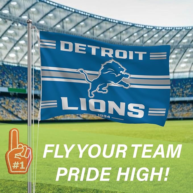 NFL Detroit Lions Vintage Flag | 3 x 5 Outdoor Flag with Grommets | Heavy Duty Banner for Garden Patio Decoration | Indoor Wall Decor for Room | Works with Flagpoles for Outside House (Detroit Lions-Vintage)