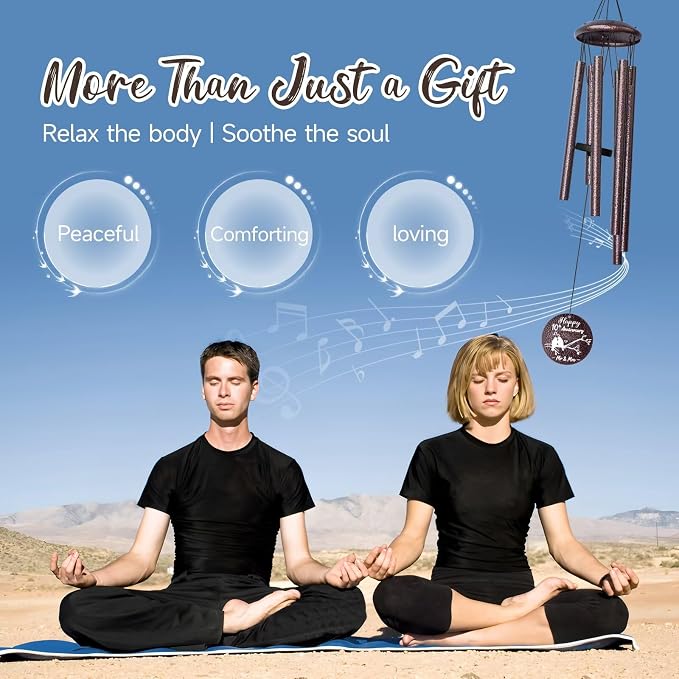 Anniversary Wind Chimes Gifts for Men Women, Happy Anniversary Decorations, 25" Wind Chimes Romantic Gift for Couple, Parents, Wife, Husband, Friends (10th