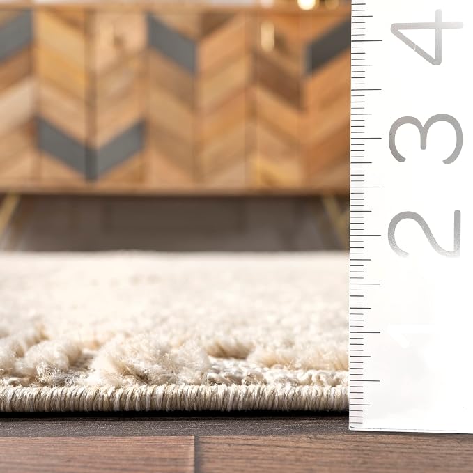 nuLOOM Kerry Beige Geometric Power Loomed Area Rug, 4' x 6' | Nuloom Kerry Geometric 4' x 6' Area Rug for Living Room Bedroom Dining Room, Beige