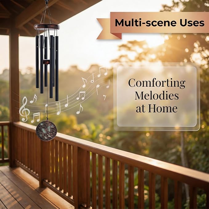 Butterfly Wind Chimes for Outside - Vintage Deep Tone Windchimes Indoor Outdoor Patio Garden Yard Porch Balcony Hanging Decoration Memorial Birthday Gifts for Women Mom Grandma Wife