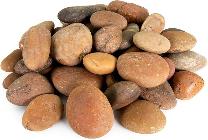 Mexican Beach Pebbles | 40 Pounds of Smooth Unpolished Stones | Hand-Picked, Premium Pebbles for Garden and Landscape Design | Sunburst, 1 Inch - 3 Inch