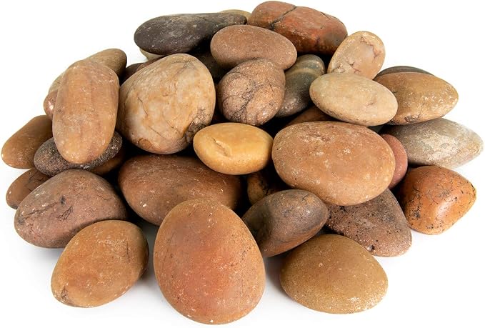 Mexican Beach Pebbles | 40 Pounds of Smooth Unpolished Stones | Hand-Picked, Premium Pebbles for Garden and Landscape Design | Sunburst, 3 Inch - 6 Inch