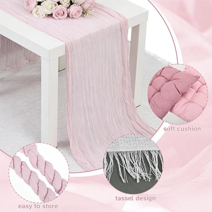 90 x 70.8 Extra Large Outdoor Boho Picnic Blanket with Pink Table Runner and 6 Throw Floor Pillow Cushion Woven Cotton Yarn Beach Blanket for Picnic Wedding Birthday Baby Shower Backyard Decor