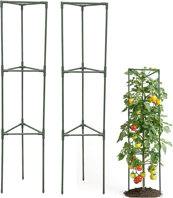 Tomato Cages for Garden,2 Pack 50in Tall Tomato Plant Support Stakes Adjustable Heavy Duty Steel Plant Tower Stakes, Updated Cucumber Trellis Garden Cages for Climbing Plants Vegetable Flowers