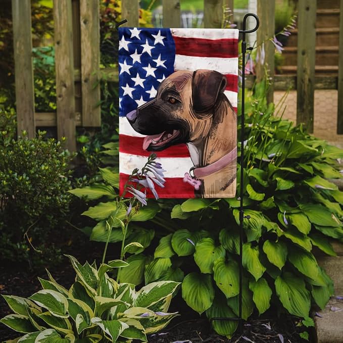 Caroline's Treasures CK6745GF Treeing Tennessee Brindle American Flag Garden Flag Mailbox Flag Decorative Yard Flag Banner Outside Patio Artwork Yard Flower Beds, Garden Size, Multicolor