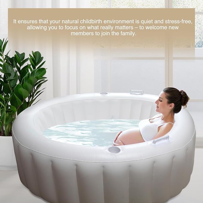 Birth Pool in Marshmallow – Premium Birth Tub with Electric Air Pump & Liner, Birthing Pool for Home Birth,Doula or Midwife Home Birth Kit, Multi-Functional Pool for Relax