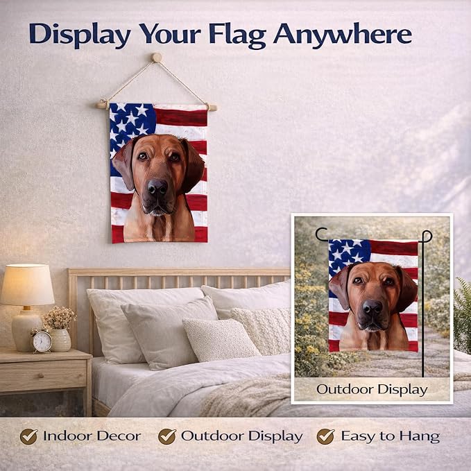 Caroline's Treasures CK6463GF Broholmer Dog American Flag Garden Flag Mailbox Flag Decorative Yard Flag Banner Outside Patio Artwork Yard Flower Beds, Garden Size, Multicolor