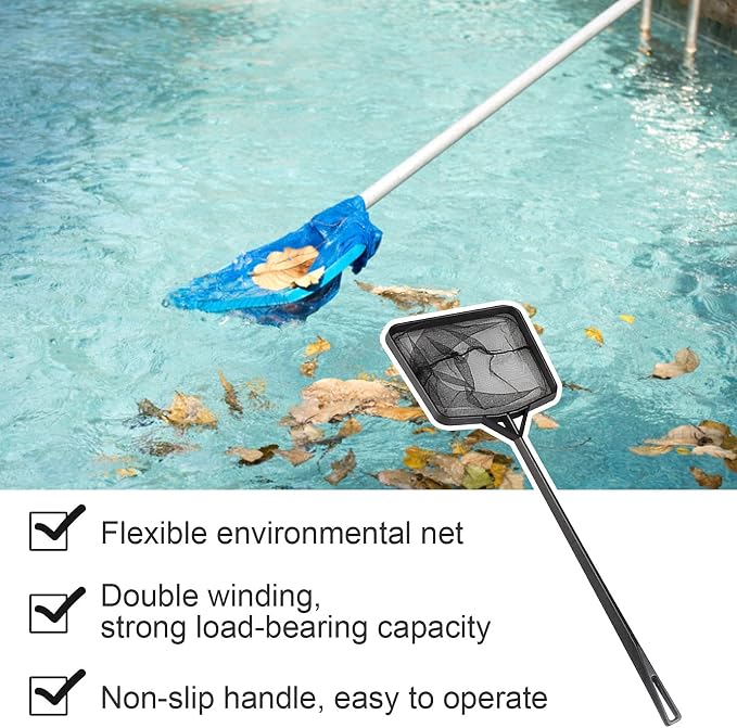 Swimming Pool Leaf Skimmer Net, Fine Mesh Leaf Rake for Efficient Debris Removal, Ideal for Swimming Pools, Hot Tubs, and Ponds Heavy Duty, Professional Grade Cleaning Tool (multicolor3)