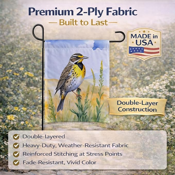 Caroline's Treasures Nebraska Western Meadowlark Garden Flag Mailbox Flag Decorative Yard Flag Banner Outside Patio Artwork Yard Flower Beds, Garden Size, Multicolor