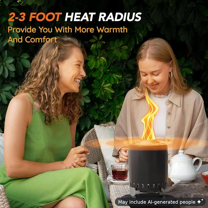 Mini Smokeless 7 Inch Tabletop Fire Pit with Pan Stand and Insulation Mat, Portable Stainless Steel Fire Pit for Camping, Patio Tabletop Firepit, Burns Wood or Pellets, Travel Bag Included, Black