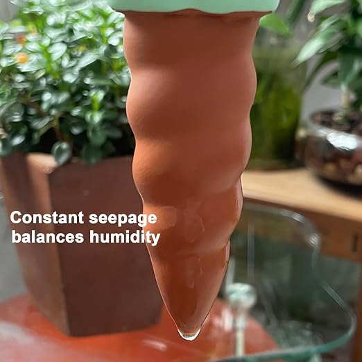 Terracotta Watering Spikes, 4 Pack Plant Watering Devices Self Watering Spikes Vacation Clay Watering Stakes Garden Plant Watering Globes for Indoor & Outdoor Plants