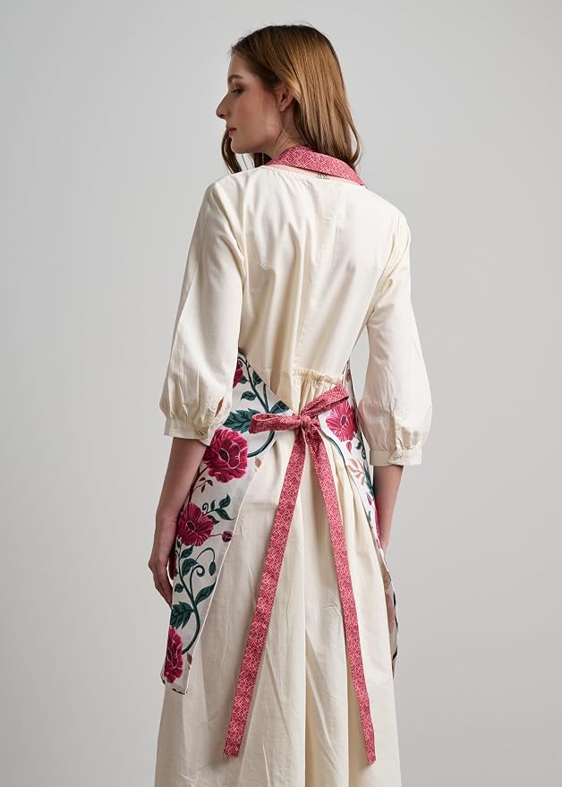 Maison d' Hermine Aprons for women with Pocket 100% Cotton (27.50"x31.50") | Adjustable Neck Strap & long ties Apron Men Chef Wedding Cooking Gardening Server Maid