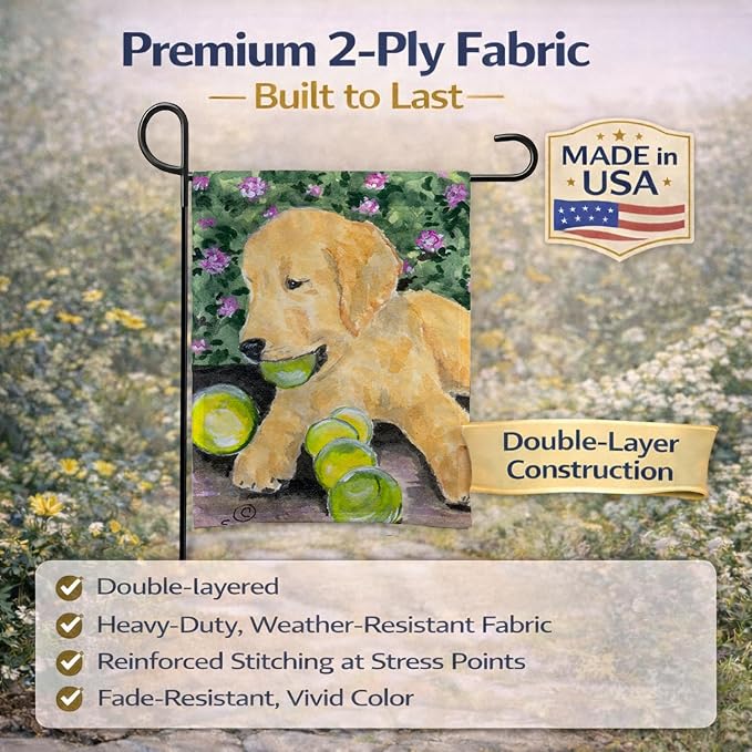 Caroline's Treasures SS8759GF Golden Retriever Garden Flag Mailbox Flag Decorative Yard Flag Banner Outside Patio Artwork Yard Flower Beds, Garden Size, Multicolor
