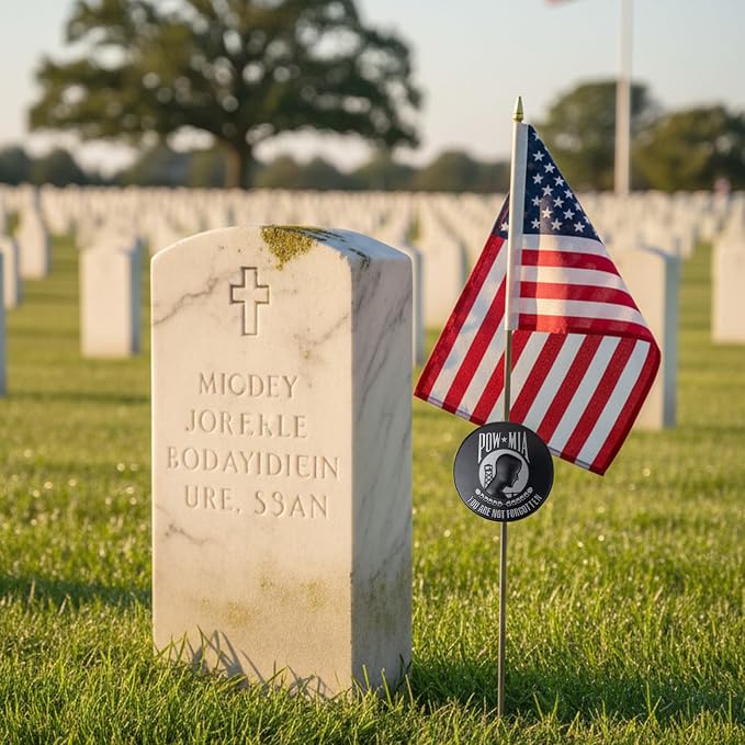 Homissor Pow Mia Grave Marker with 12x18 Inch American Flag You are Not Forgotten Stake Graves Cemetery Decorations Memorial Veterans Plaque