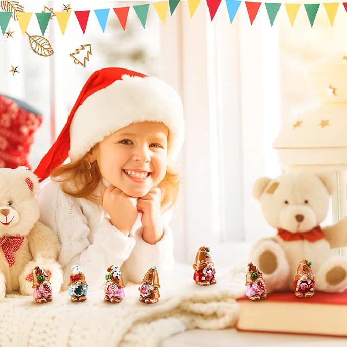 80 Pcs Gingerbread Man Mini Resin Gnomes Gingerbread Man Miniature Gnomes Figurines Tiny Resin Statues Xmas Table Centerpieces for Patio Garden Ornament to Hide