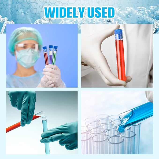 Xuhal 500 Pcs Test Tubes 10 ml Clear Plastic Test Tubes with Caps 16 x 100 mm Small Propagation for Scientific Experiments Plant Propagation Powder Spices Candy Storage (Blue Cover)