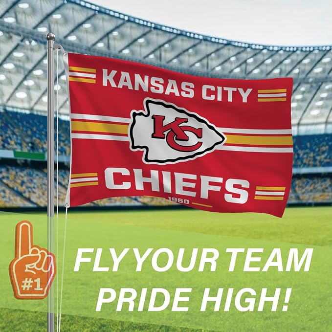 NFL Kansas City Chiefs Vintage Flag | 3 x 5 Outdoor Durable Flag with Grommets | Heavy Duty Banner for Outdoor Garden Patio Decoration | Indoor Wall Decor for Room | Works with Flagpoles for Outside House (Kansas City Chiefs-Vintage)