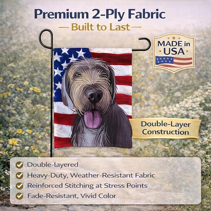 Caroline's Treasures CK6712GF Slovak Rough-haired Pointer American Flag Garden Flag Mailbox Flag Decorative Yard Flag Banner Outside Patio Artwork Yard Flower Beds, Garden Size, Multicolor