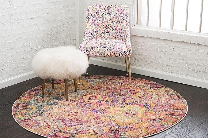 Unique Loom Monterey Collection Area Rug - Aztec (6' 1" Round Multi/Blue)