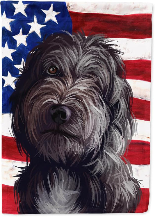 Caroline's Treasures CK6601CHF Lagotto Romagnolo American Flag House Flag Large Porch Sleeve Pole Decorative Outside Yard Banner Artwork Wall Hanging, Polyester, House Size, Multicolor