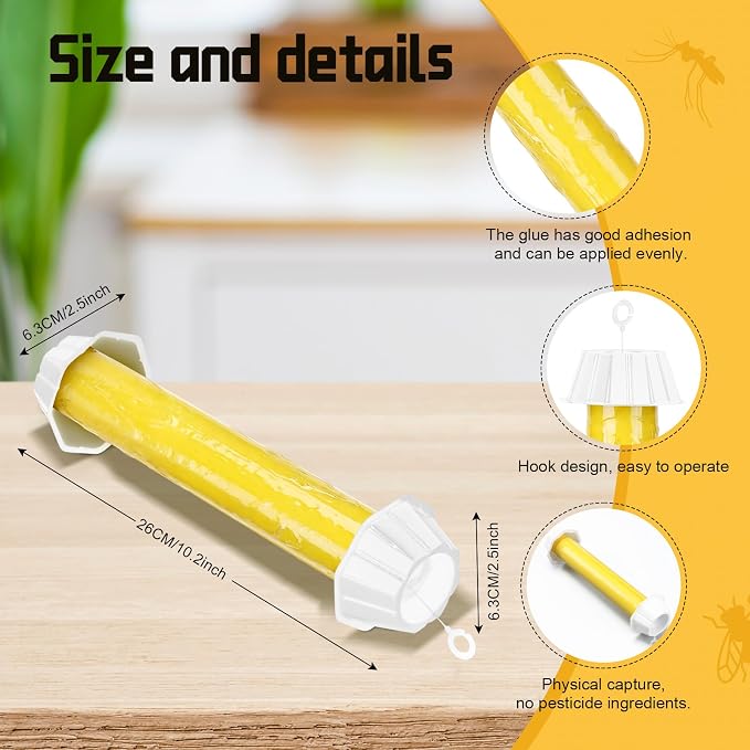 12 Pcs Fly Traps for Indoor Outdoor Hanging Fruit Fly Stick Trap Sticky Mosquito for Home Insect 10 x 2.5 Inches (Yellow and White)