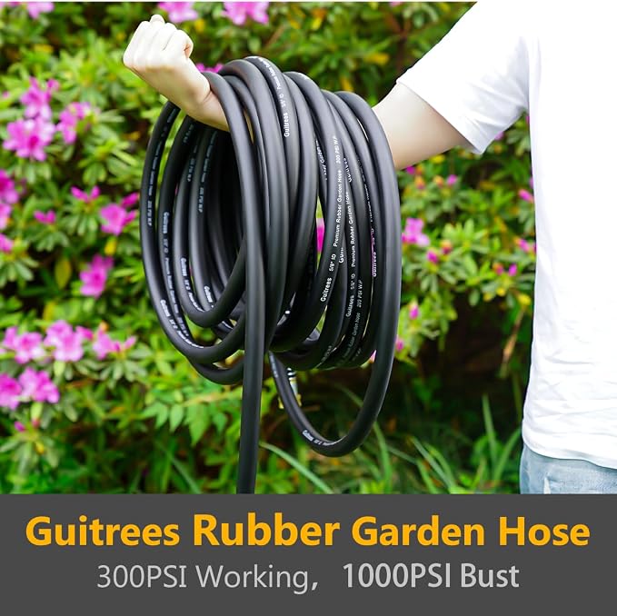 Guitrees Leader Garden Hose 5ft x 5/8", Heavy Duty Short Water Hose, Female to Female Fittings, Five Layered Braiding for Durability, 1000PSI Burst, 300PSI Working (Black)