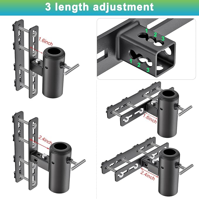 Dolibest Heavy Duty Deck Railing Umbrella Holder, Patio Umbrella Stand & 3 Sleeves for 1-1.9" Poles, Serrated Locking Design for Horizontal/Vertical Rails Mount, Space Saver for Balcony, Fence -1 Set