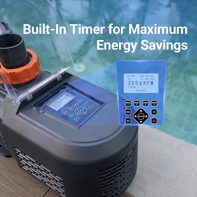 2.5HP Energy Efficient Variable Speed Pool Pump for Inground Pools 220v | Permanent Magnet Motor for Energy Savings, up to 10567 GPH High Flow, Quiet Self-Priming Pump with Timer and Filter Basket