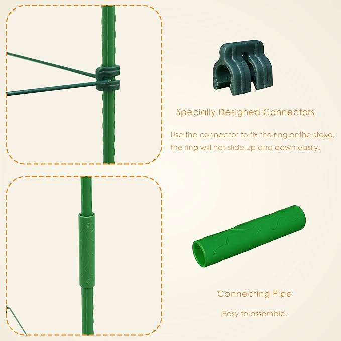 Gardzen 3-Pack Tomato Cage, Plants Support, Trellis Climbing Triangular Cage, Stand for Pepper Eggplant Tomato Flowers