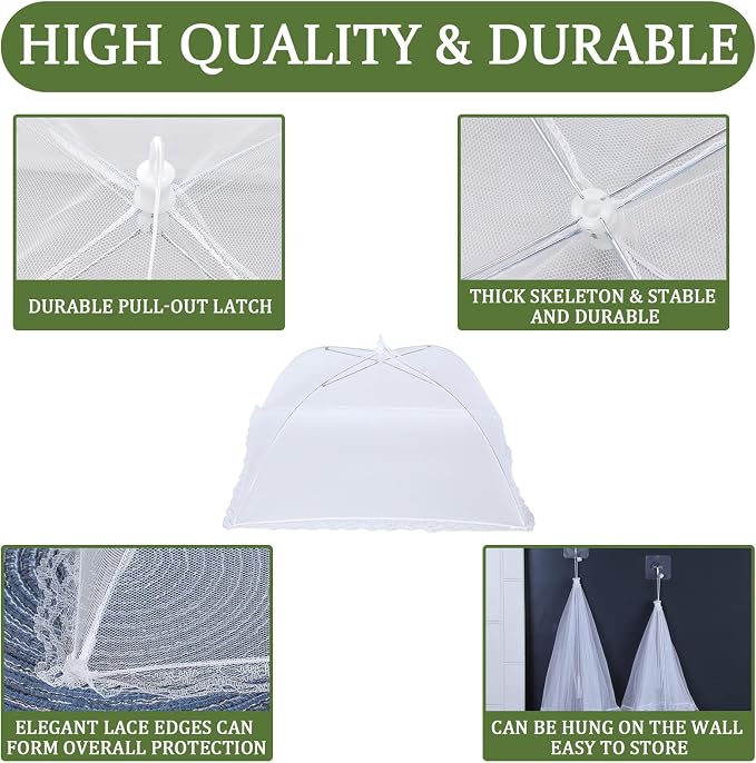 6 Pack Food Covers for Outdoors Include 1 Extra Large (40"X 24") & 5 Standard (17"X 17") Food Tents Mesh Food Covers for Outside
