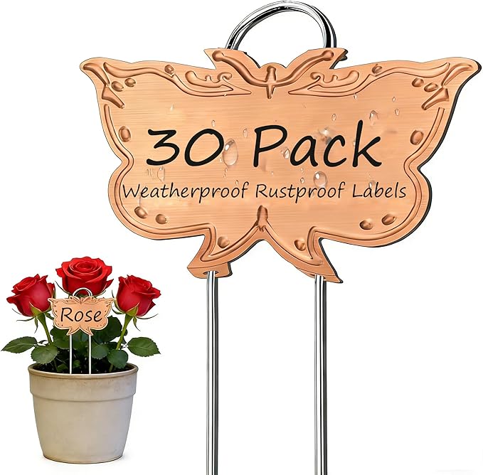 Metal Plant Labels 30 Pack 11in Tall Rose Gold Outdoor Waterproof Garden Label Large Garden Seed Stake Tags for Flowers Fruits and Vegetables