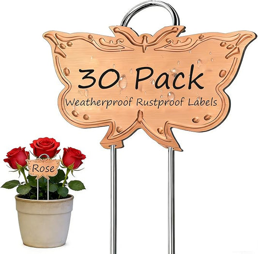 Metal Plant Labels 30 Pack 11in Tall Rose Gold Outdoor Waterproof Garden Label Large Garden Seed Stake Tags for Flowers Fruits and Vegetables
