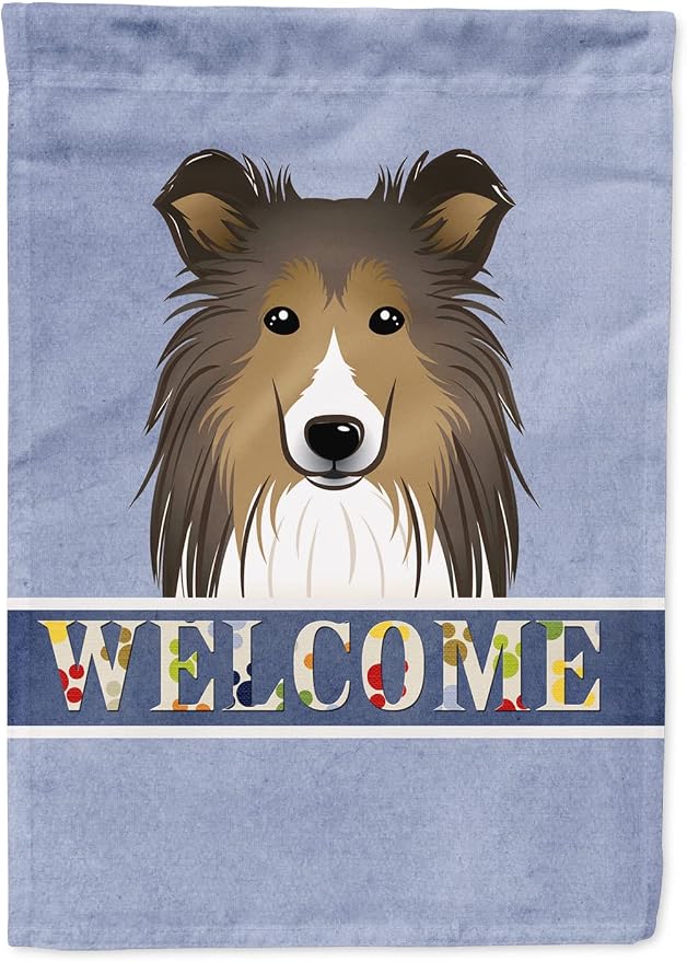 Caroline's Treasures BB1428GF Sheltie Welcome Garden Flag, Blue Mailbox Flag Decorative Yard Flag Banner Outside Patio Artwork Yard Flower Beds, Garden Size, Multicolor
