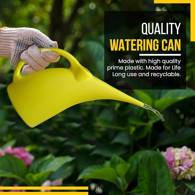 KP KOOL PRODUCTS Watering Can 1/2 Gallon - Small Watering Can for Indoor Plants - Outdoor Watering Can - Yellow Plant Waterer - Plastic Watering Can for Garden - 1 Pack
