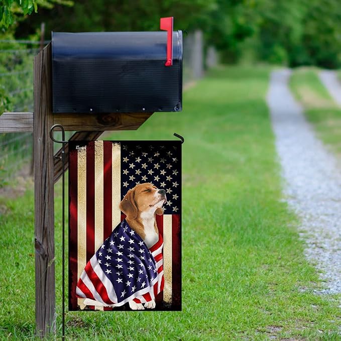 FLAGWIX Beagle Flag - Outdoor Beagle Decorations, Garden Flag (11.5" x 17.5"), Heavy-duty Canvas Patriotic Double Sided Flag Dog Lover Garden Decor