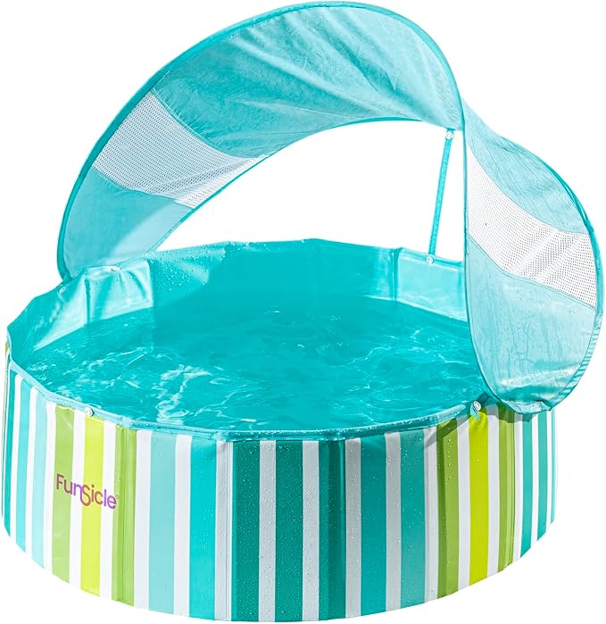 Funsicle Shaded Deco Fun Fold Swimming Pool for Kids & Pets, 36” x 12”, Age 2 & up