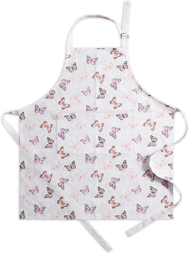Maison d' Hermine Aprons for women with Pocket 100% Cotton (27.50"x31.50") | Adjustable Neck Strap & long ties Apron Men Chef Wedding Cooking Gardening Server Maid