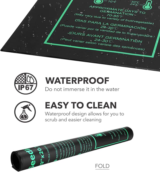 BN-LINK Seedling Heat Mat Warm Hydroponic Heating Pad Waterproof 20" x 20.75" for Seed Starting Greenhouse and Germination, 2 Pack